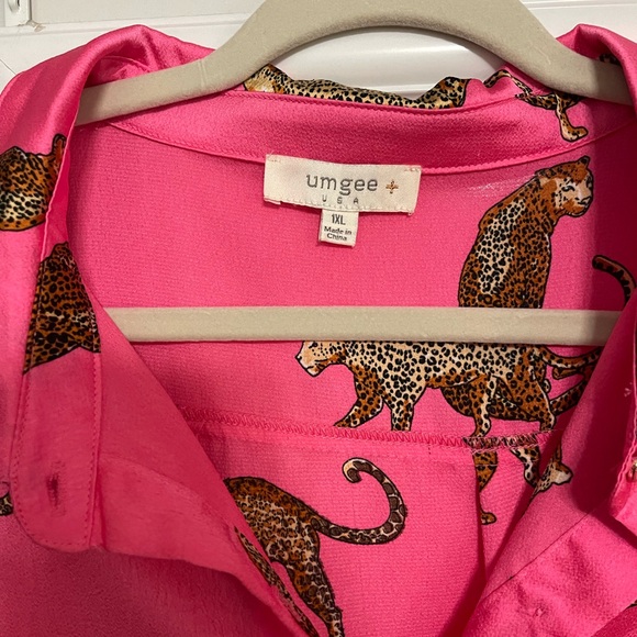 Umgee Pink Maxi Dress with Leopard Print - Picture 2 of 2